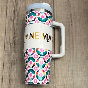 Jane Marie Floral Insulated 30oz Water Bottle - Pink & Teal (No Straw)